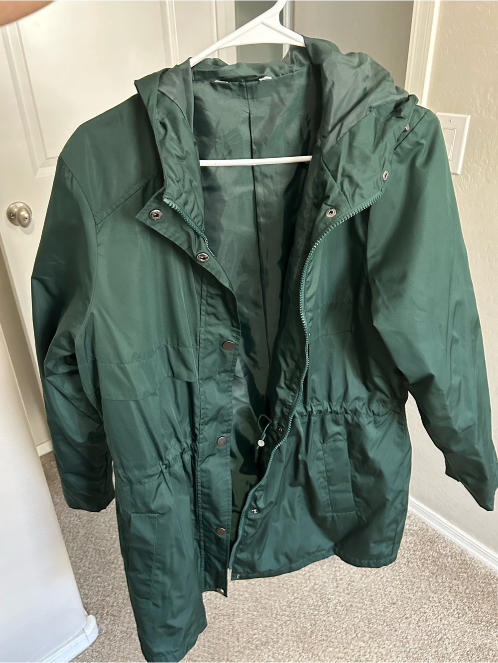 adidas Women's Dark Green Hooded Trench Coat